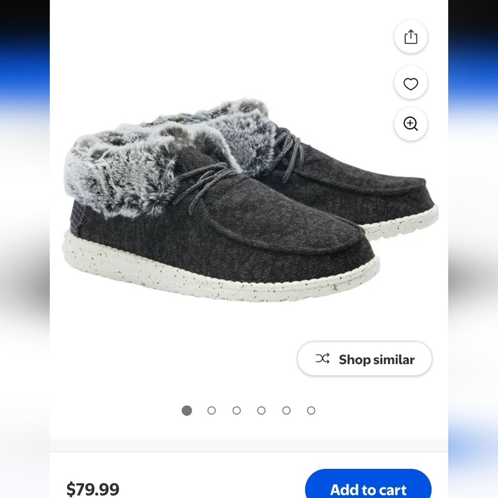 HEY DUDE Faux-Fur Lined Charcoal Slip-On Shoes